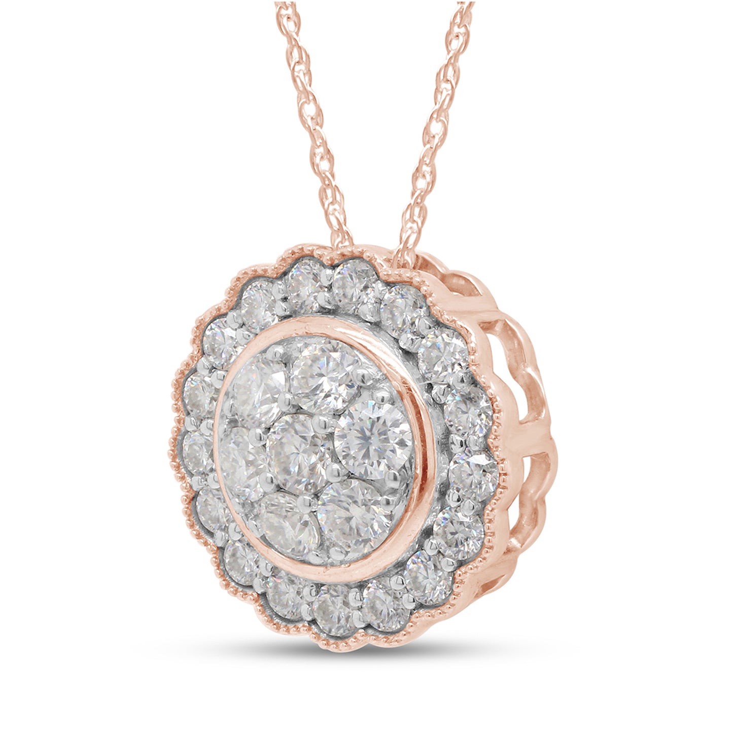 1 Carat Lab Created Moissanite Diamond Flower Pendant Necklace in 10K or 14K Solid Gold For Women (1 Cttw)