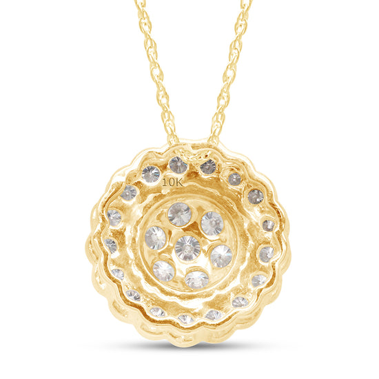 1 Carat Lab Created Moissanite Diamond Flower Pendant Necklace in 10K or 14K Solid Gold For Women (1 Cttw)