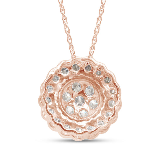 1 Carat Lab Created Moissanite Diamond Flower Pendant Necklace in 10K or 14K Solid Gold For Women (1 Cttw)