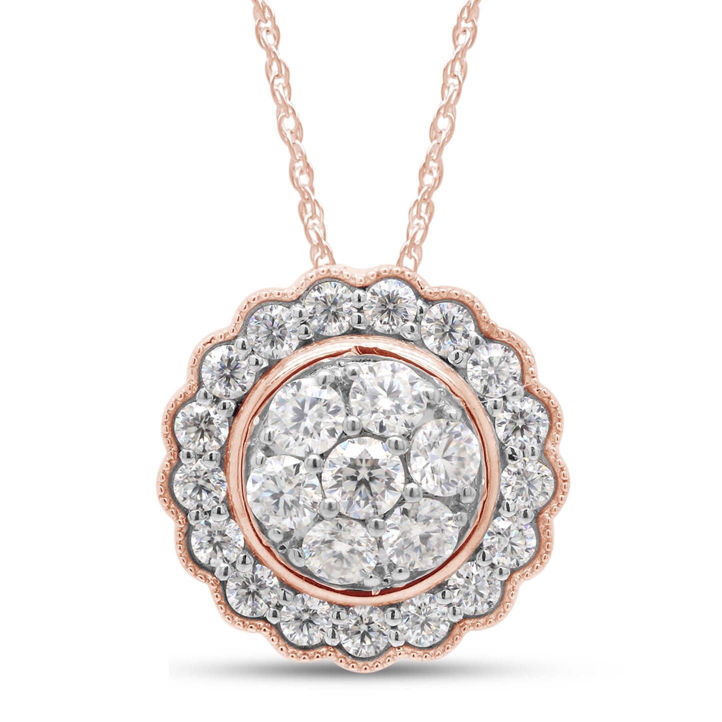 1 Carat Lab Created Moissanite Diamond Flower Pendant Necklace in 10K or 14K Solid Gold For Women (1 Cttw)