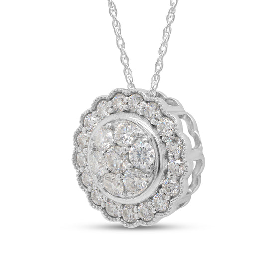 1 Carat Lab Created Moissanite Diamond Flower Pendant Necklace in 10K or 14K Solid Gold For Women (1 Cttw)