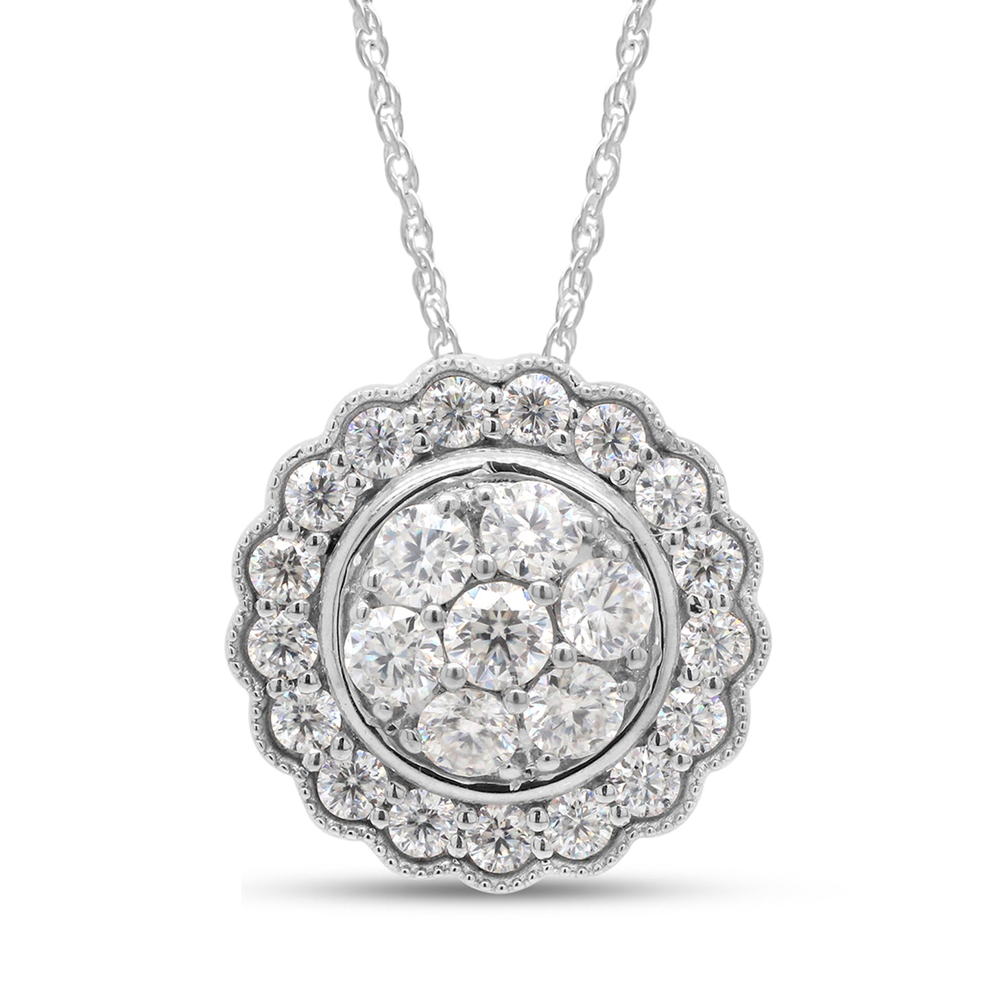 1 Carat Lab Created Moissanite Diamond Flower Pendant Necklace in 10K or 14K Solid Gold For Women (1 Cttw)