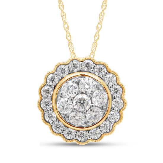 1 Carat Lab Created Moissanite Diamond Flower Pendant Necklace in 10K or 14K Solid Gold For Women (1 Cttw)