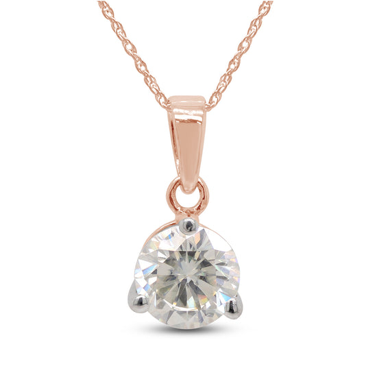 1 Carat Lab Created Moissanite Diamond Solitaire Drop Pendant Necklace in 10K or 14K Solid Gold For Women (1 Cttw)