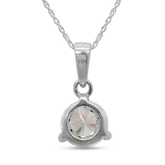 1 Carat Lab Created Moissanite Diamond Solitaire Drop Pendant Necklace in 10K or 14K Solid Gold For Women (1 Cttw)