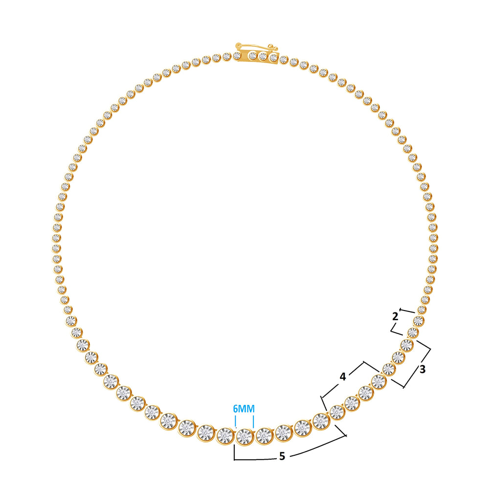 Tennis Necklaces for Women, 2.00 Carat Round Lab Created Moissanite Diamond Miracle Set Graduated Necklace In 10K Solid Gold Jewelry