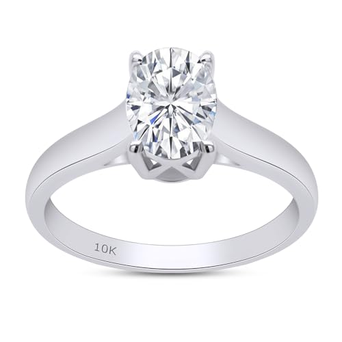 IGI Certified Lab Grown Diamond 4 Prong Solitaire Engagement Ring (10K/14K Solid Gold) Oval Shape Anniversary Promise Ring For Women Jewelry