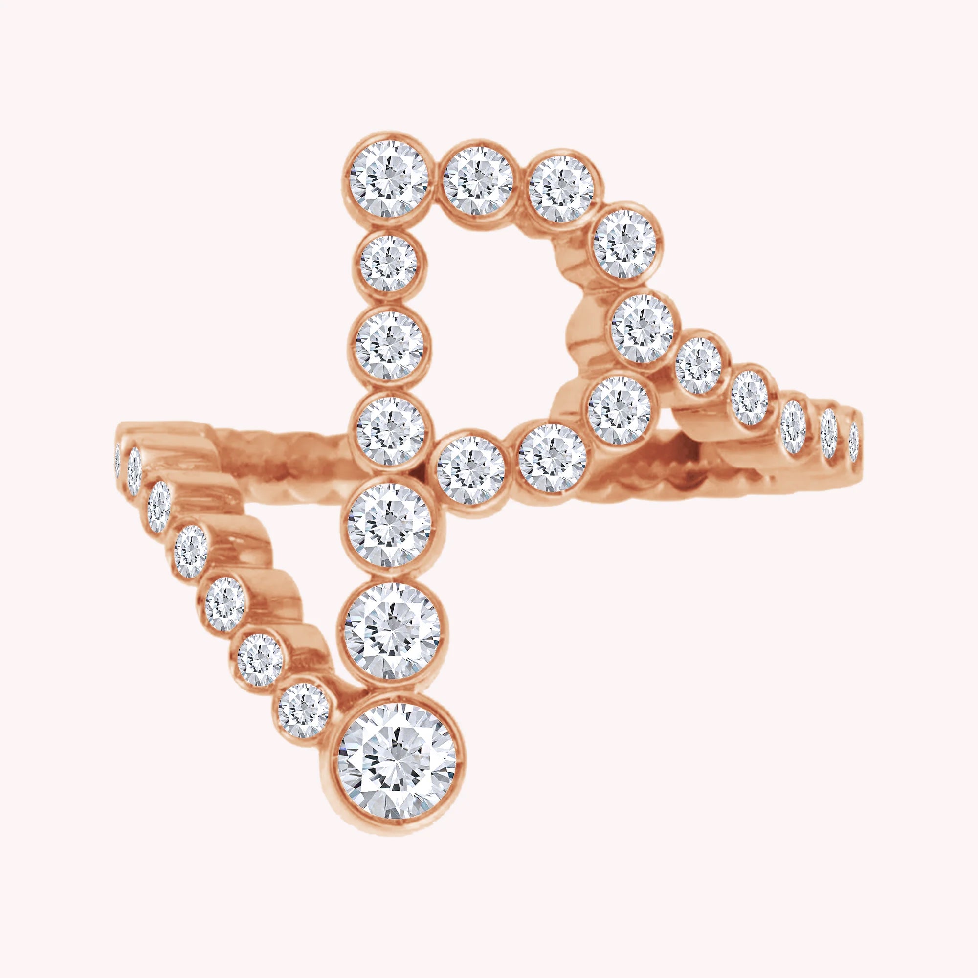 Bubble Round shape White Cubic Zirconia Initial Letter Ring