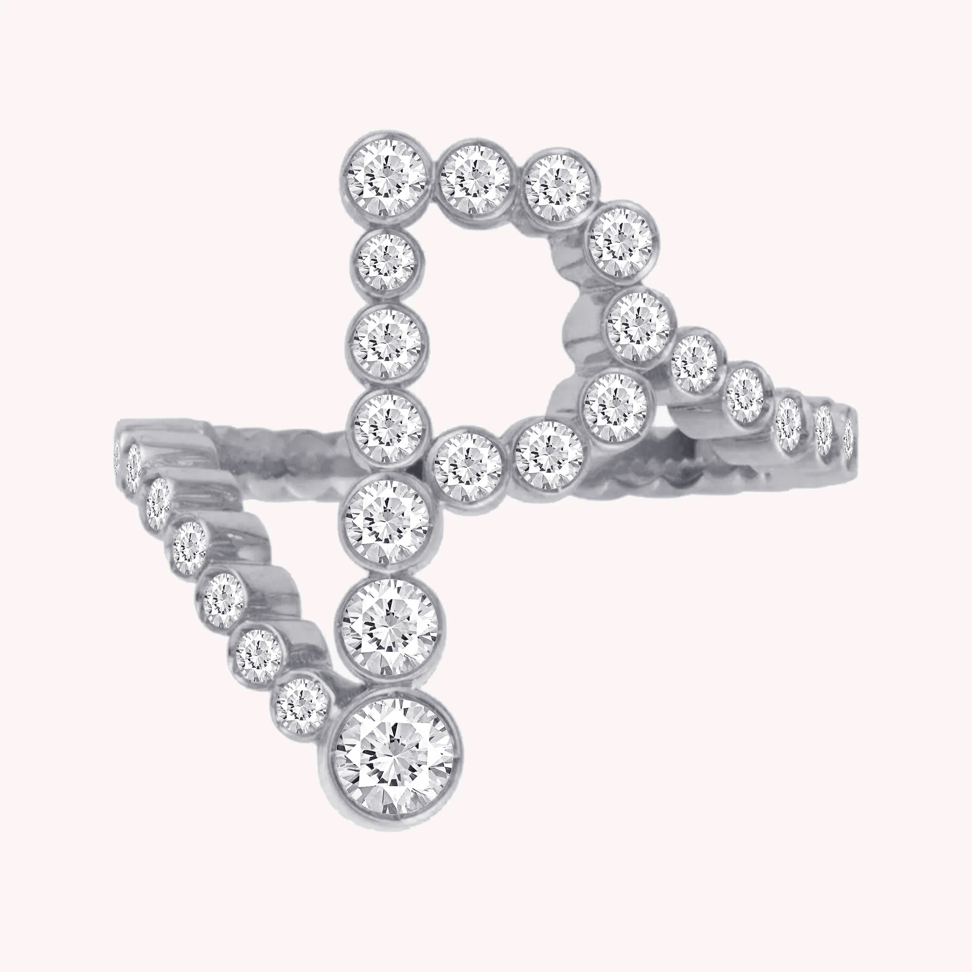 Bubble Round shape White Cubic Zirconia Initial Letter Ring