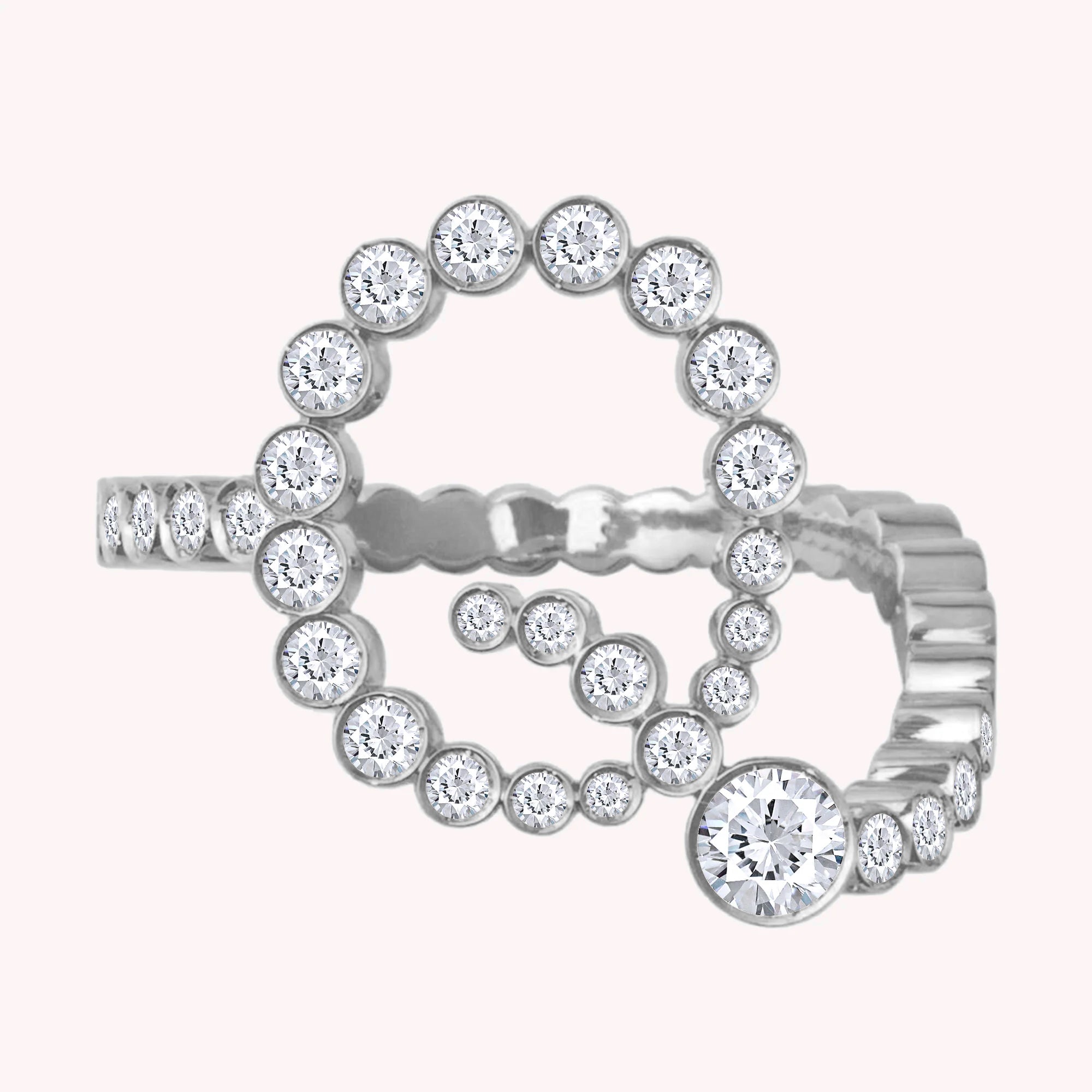 Bubble Round Lab Grown Diamond Initial Letter Ring