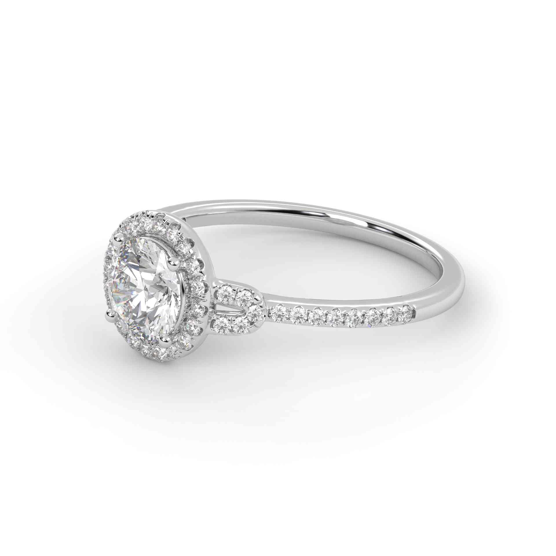 IGI Certified Halo Solitaire Engagement Ring