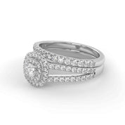 IGI Certified Double Halo Split Shank Bridal Ring Set