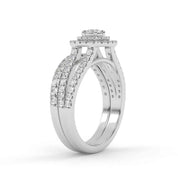 IGI Certified Double Halo Split Shank Bridal Ring Set