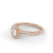 IGI Certified Round Shape Double Row Halo Solitaire Engagement Ring