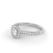 IGI Certified Round Shape Double Row Halo Solitaire Engagement Ring