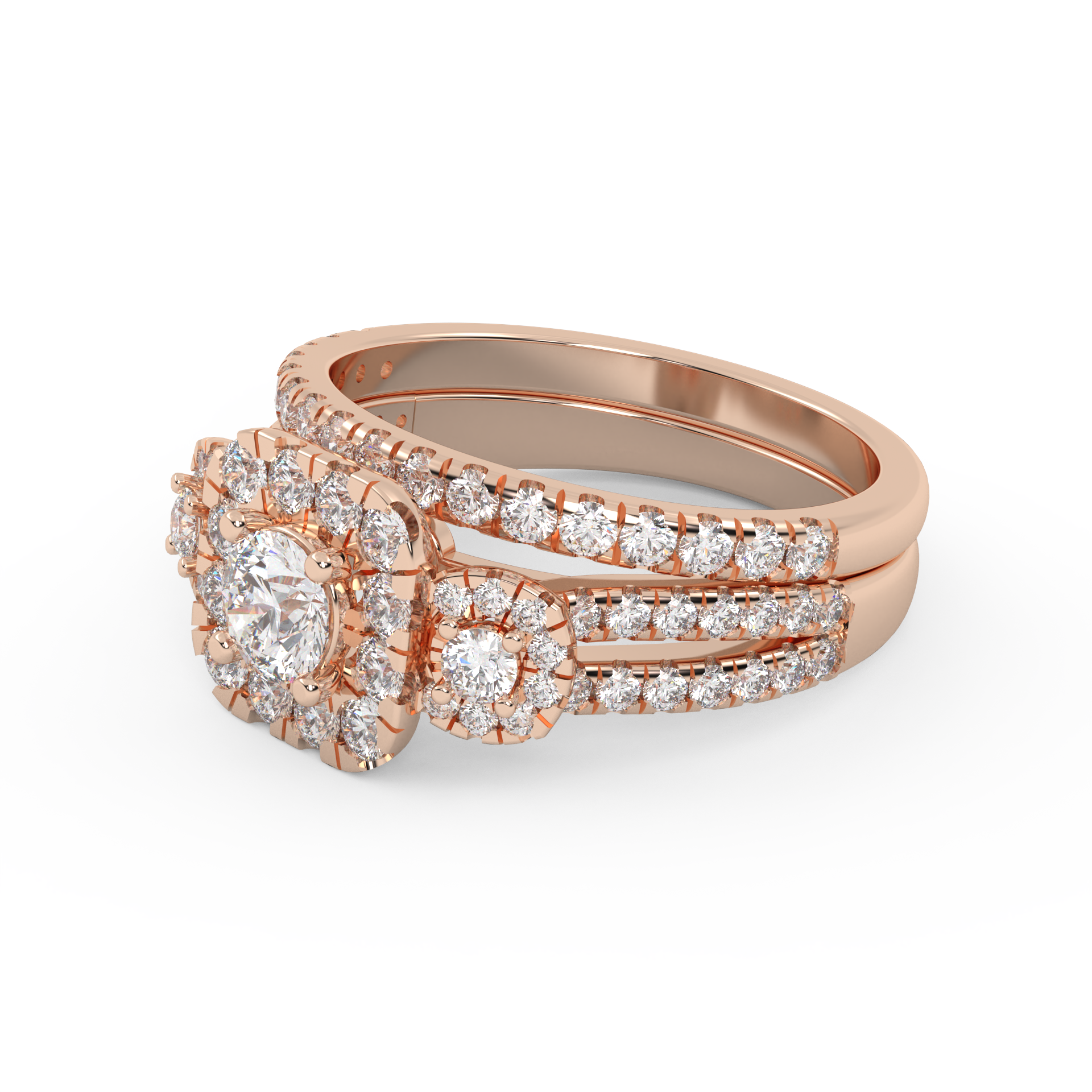 IGI Certified Lab Diamond Halo Bridal Set