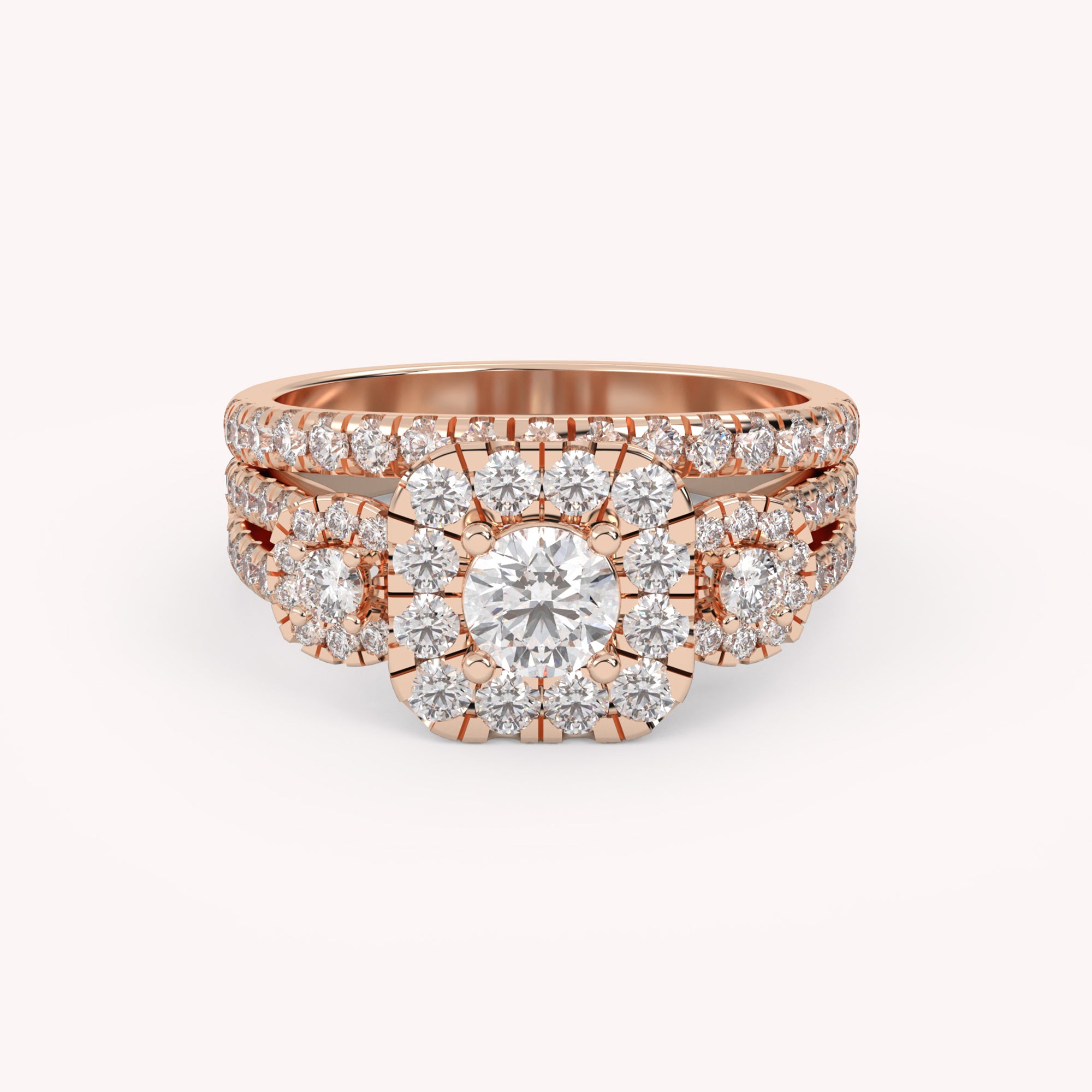 IGI Certified Lab Diamond Halo Bridal Set