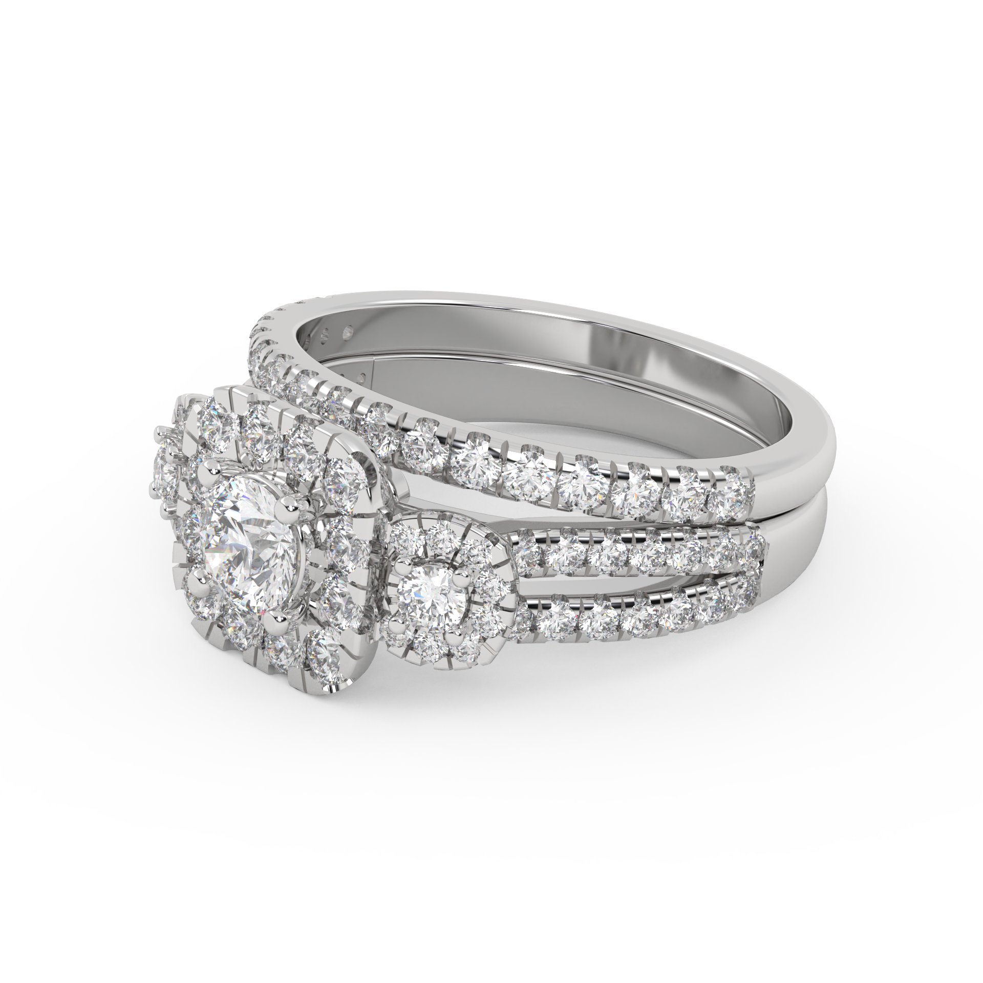 IGI Certified Lab Diamond Halo Bridal Set