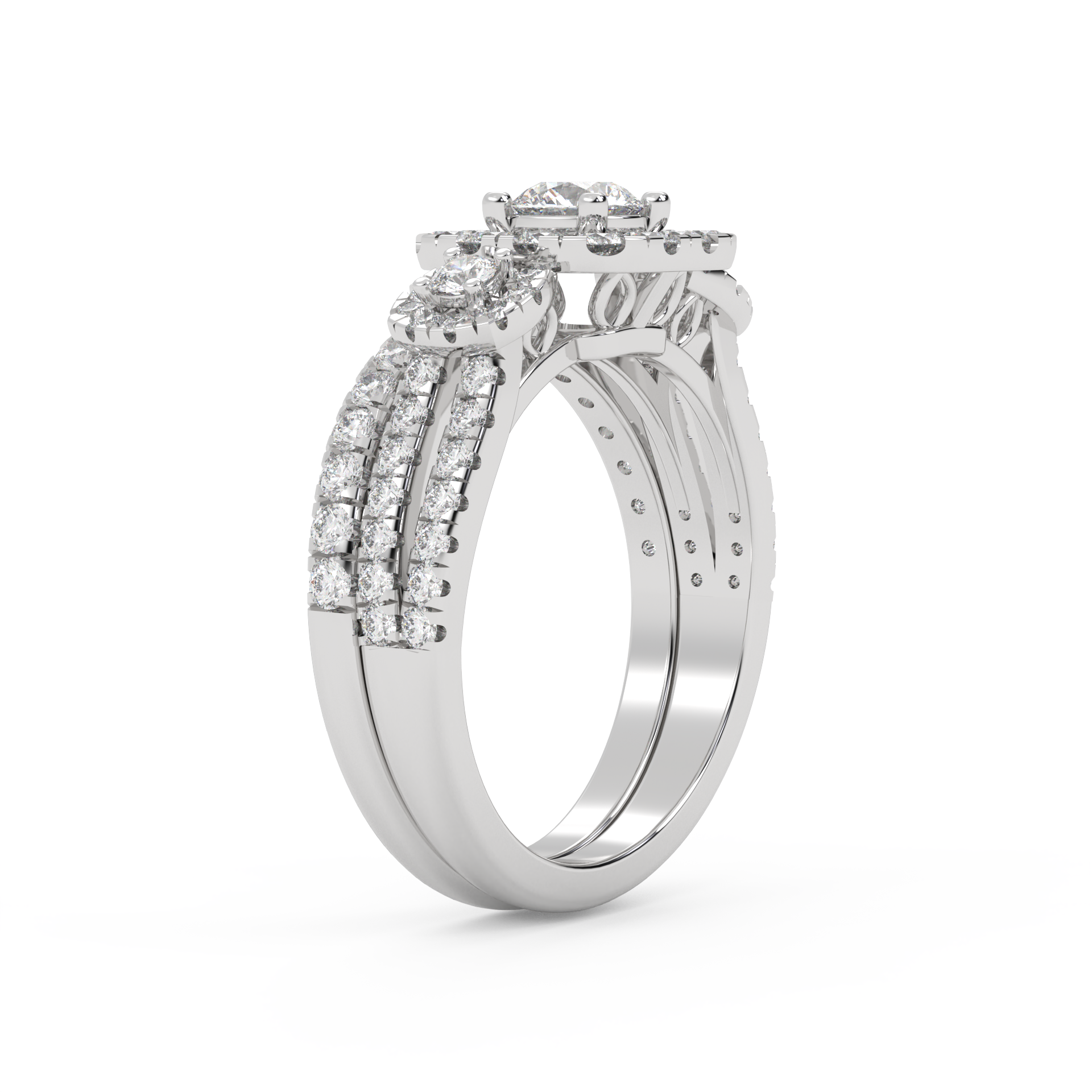 IGI Certified Lab Diamond Halo Bridal Set