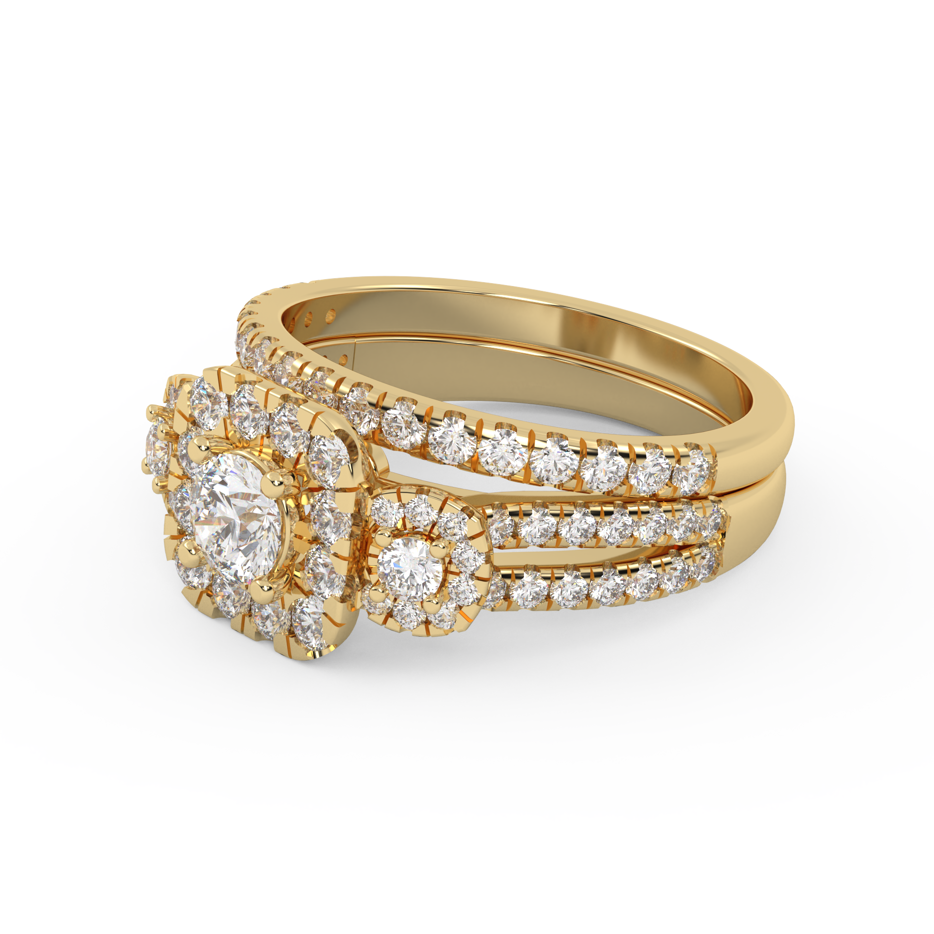 IGI Certified Lab Diamond Halo Bridal Set