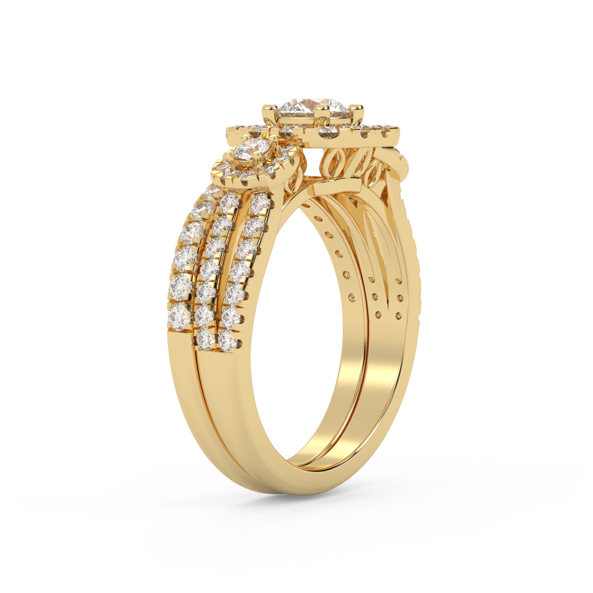 IGI Certified Lab Diamond Halo Bridal Set