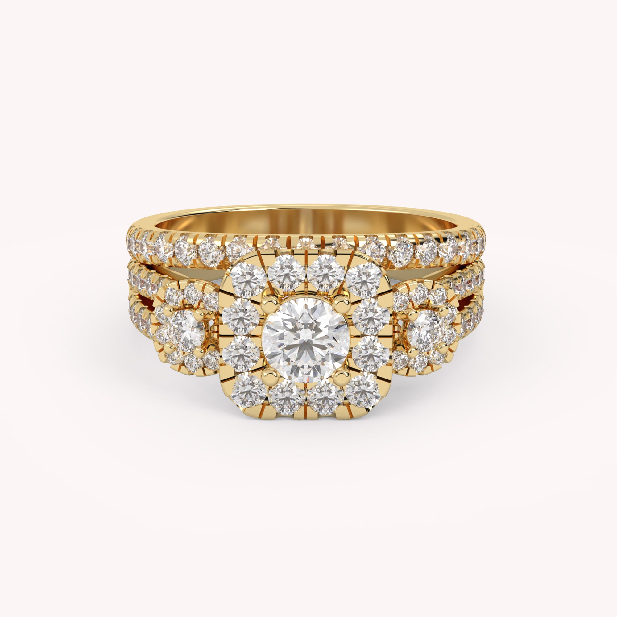 IGI Certified Lab Diamond Halo Bridal Set