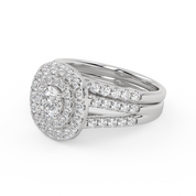 IGI Certified Round Shape Split Shank Double Halo Bridal Set Ring