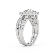 IGI Certified Round Shape Split Shank Double Halo Bridal Set Ring