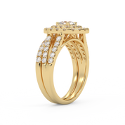 IGI Certified Round Shape Split Shank Double Halo Bridal Set Ring