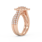 IGI Certified Oval Shape Double Halo Bridal Set Ring