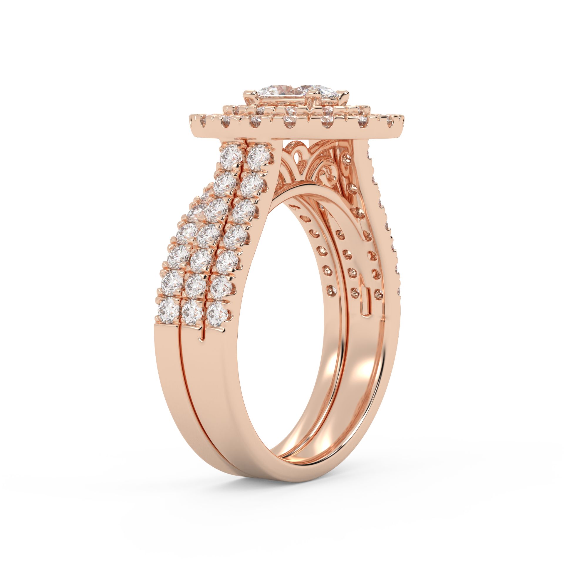 IGI Certified Oval Shape Double Halo Bridal Set Ring