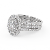 IGI Certified Oval Shape Double Halo Bridal Set Ring
