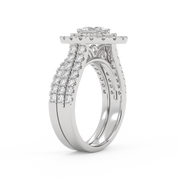 IGI Certified Oval Shape Double Halo Bridal Set Ring