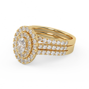 IGI Certified Oval Shape Double Halo Bridal Set Ring