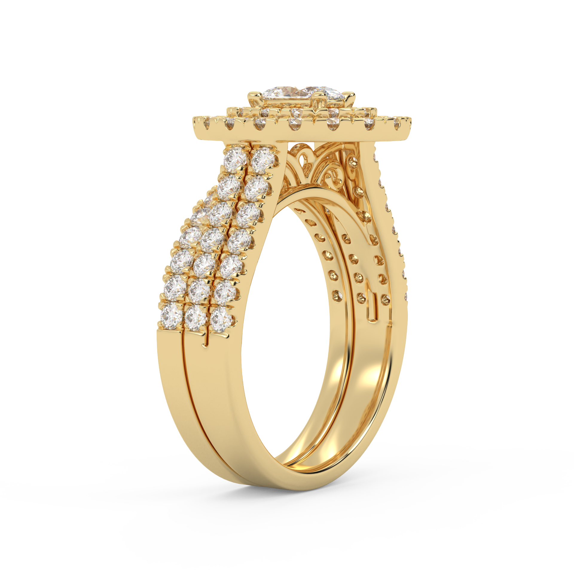 IGI Certified Oval Shape Double Halo Bridal Set Ring