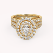 IGI Certified Oval Shape Double Halo Bridal Set Ring