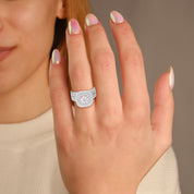 IGI Certified Lab Diamond 3 Row Double Halo Bridal Set Ring