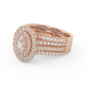 IGI Certified Oval Shape Double Halo Bridal Set Ring