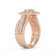 IGI Certified Oval Shape Double Halo Bridal Set Ring