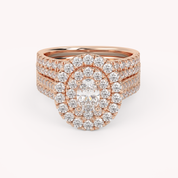 IGI Certified Oval Shape Double Halo Bridal Set Ring