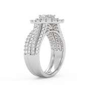 IGI Certified Oval Shape Double Halo Bridal Set Ring