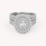 IGI Certified Oval Shape Double Halo Bridal Set Ring