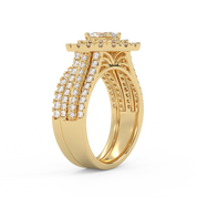 IGI Certified Oval Shape Double Halo Bridal Set Ring