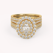 IGI Certified Oval Shape Double Halo Bridal Set Ring