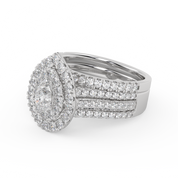 IGI Certified Pear Shape Double Halo Teardrop Bridal Set Ring