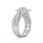 IGI Certified Pear Shape Double Halo Teardrop Bridal Set Ring