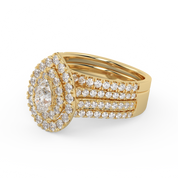 IGI Certified Pear Shape Double Halo Teardrop Bridal Set Ring