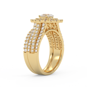 IGI Certified Pear Shape Double Halo Teardrop Bridal Set Ring