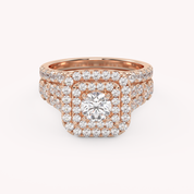 Round Shape 2.00 Carat Lab Grown Diamond Half Eternity Bridal Set Ring