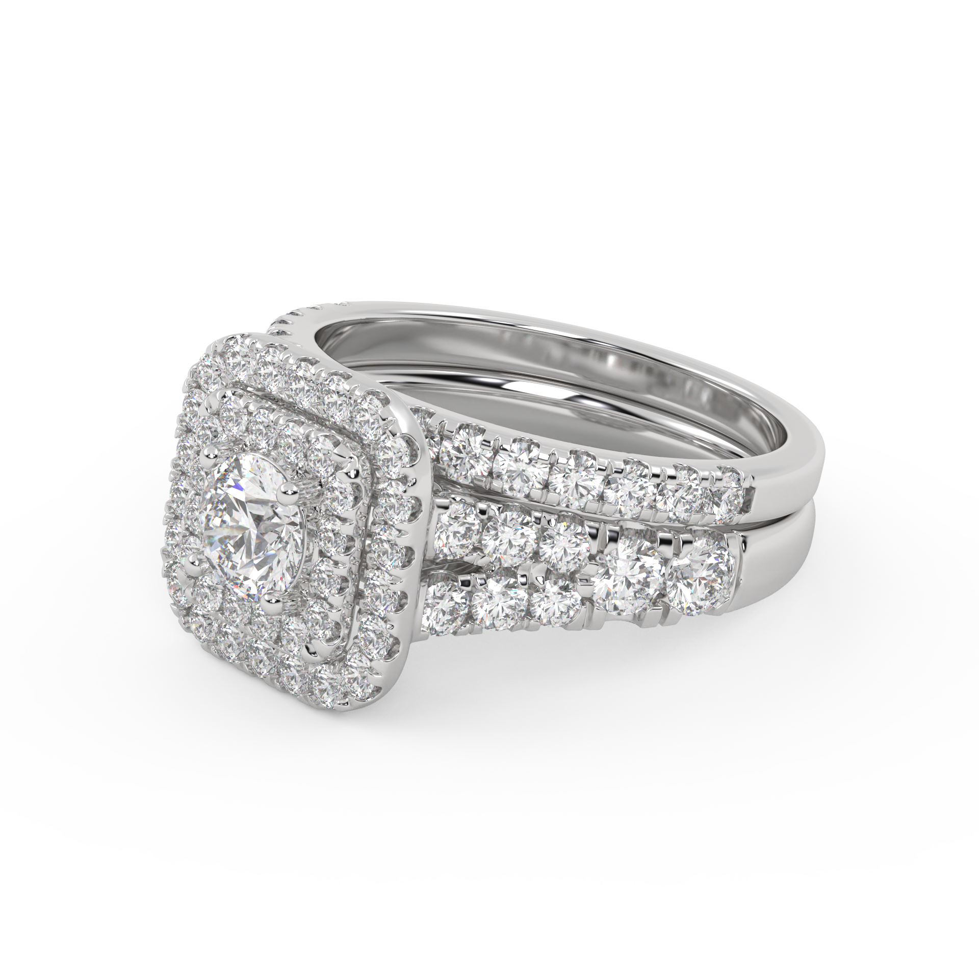 Round Shape 2.00 Carat Lab Grown Diamond Half Eternity Bridal Set Ring